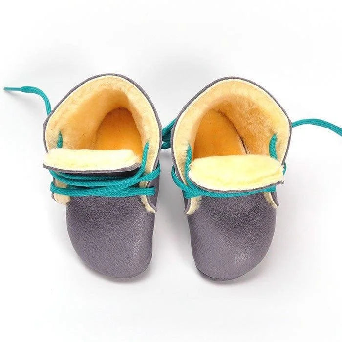 Lieblinge ökologische  Kinderbarfußschuhe schadstofffrei LAMMFELLBOOTS  für Läuferstarter #farbe_grau