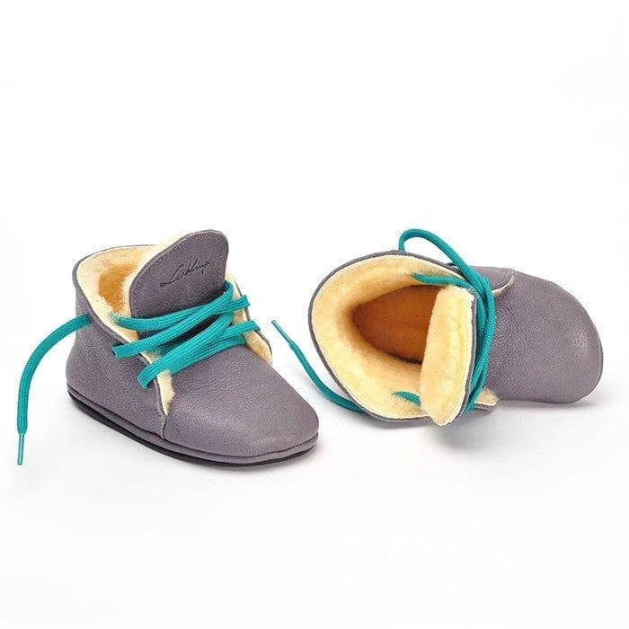 Lieblinge ökologische  Kinderbarfußschuhe schadstofffrei LAMMFELLBOOTS  für Läuferstarter #farbe_grau
