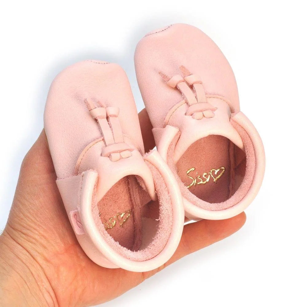 Lieblinge Barfußschuhe Sissi Rasche Lauflernschuh rosa Ansicht von oben Sissi Logo Gold