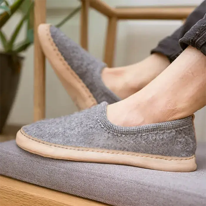 Lieblinge ökologische  Hausschuhe schadstofffrei Hausschuh aus Wollwalk, #farbe_grau