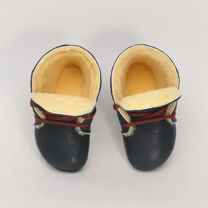 Lieblinge ökologische Kinderbarfußschuhe schadstofffrei LAMMFELLBOOTS für Läufer #farbe_navy