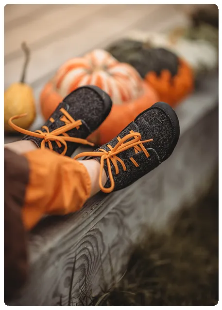 LIEBLINGE ÖKOLOGISCHE BARFUSSSCHUHE FILZBOOTIES Kinder Minimalschuh Öko Wollfilz und Naturleder ohne Schadstoffe