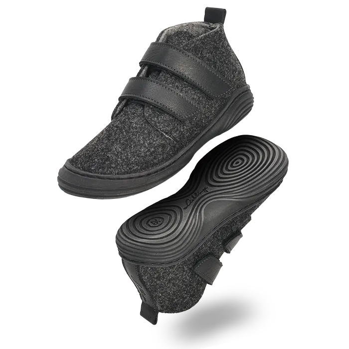 Biomechanische flexible Naturkautschuksohle von Lieblinge® NOVO Barfußschuh  für Kinder – ergonomische Schuhe für gesunde Fußentwicklung für die kalte Jahreszeit #farbe:schwarz