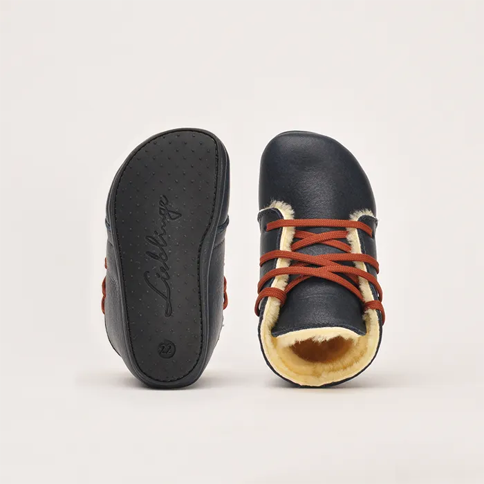 Lieblinge ökologische  Kinderbarfußschuhe schadstofffrei LAMMFELLBOOTS  für Läufer #farbe_navy