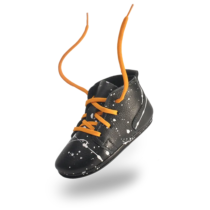 Lieblinge ökologische  Kinderbarfußschuhe schadstofffrei DESERTBOOTS  für Läufer s-w mood #farbe_schwarz-weiss