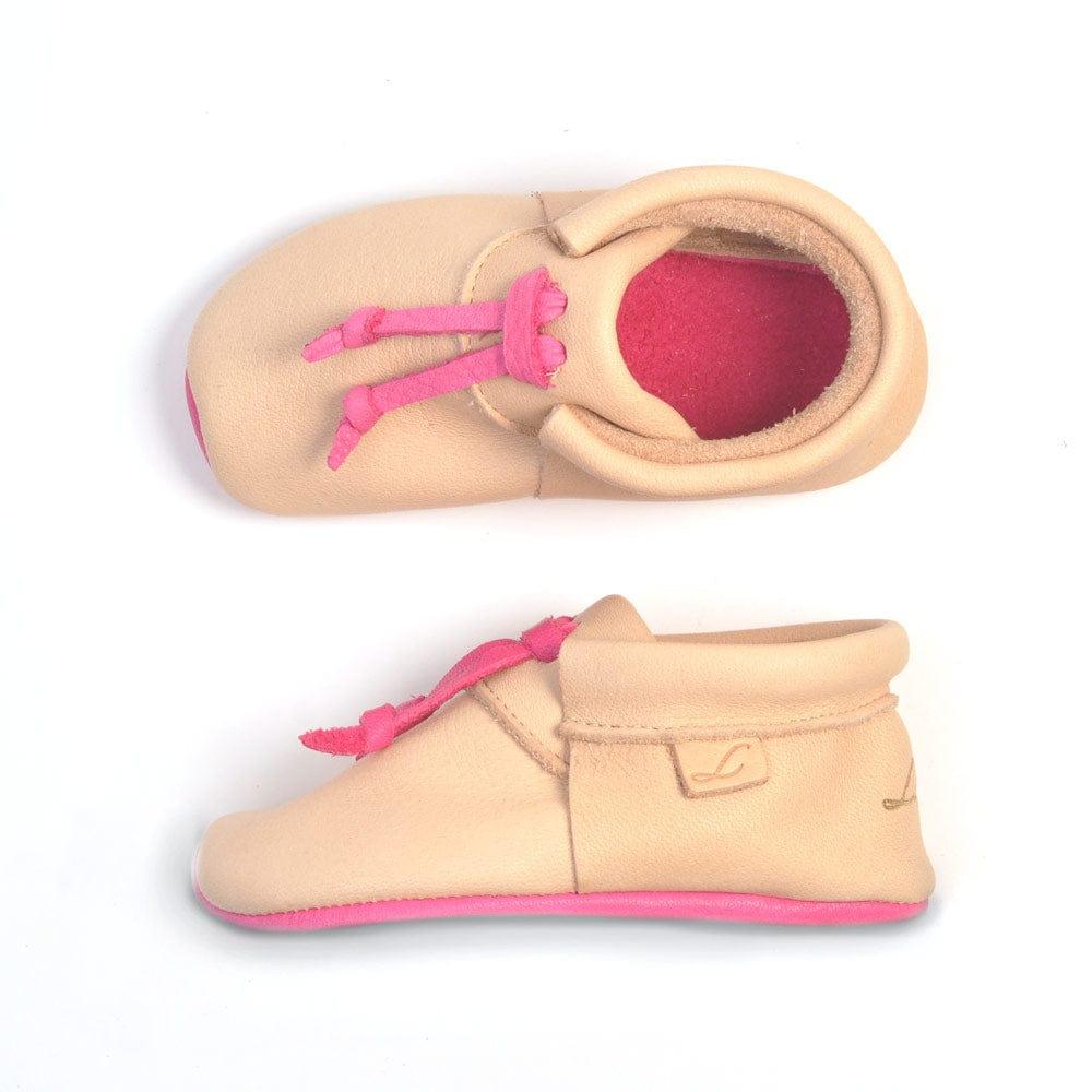 Lieblinge ökologische  Lauflernschuhe schadstofffrei KNOTS  für Krabbler #farbe_beige-pink